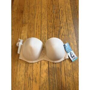 Vanity Fair Bra Womens 38D Rose Beige Inspired By You Strapless Smooth Back